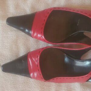 Red and Black St. Johns slingback heels w/original bag